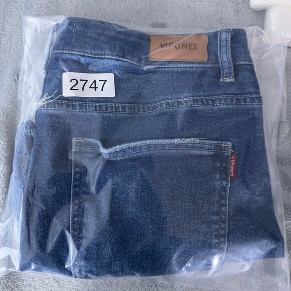 Vipones Denim Jean Shorts Womens Size 12 High Rise Distressed Stretch Blue - Picture 8 of 8